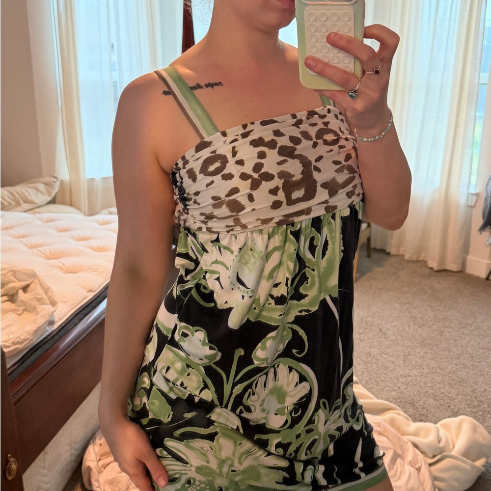 Emilio Pucci Black and Green Abstract Print Dress - Picture 6 of 10